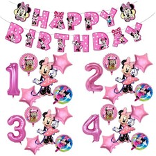 Minnie mouse balloons foil set pink mickey banner card birthday party decoration