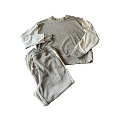 Calme Lounge Set Gray Cream Colorblock Sweatshirt Joggers Johnny Was  Medium