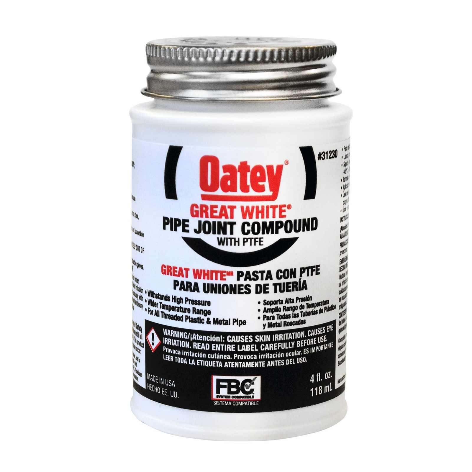 Pipe Thread Sealant 4 fl oz, Brush-Top Can, Great White 4