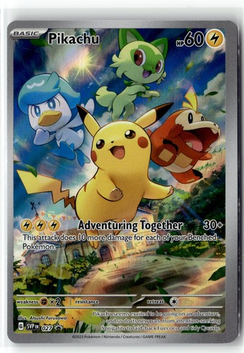 POKEMON SCARLET & VIOLET PROMO PIKACHU 027 HOLO P NM + FREE GIFT