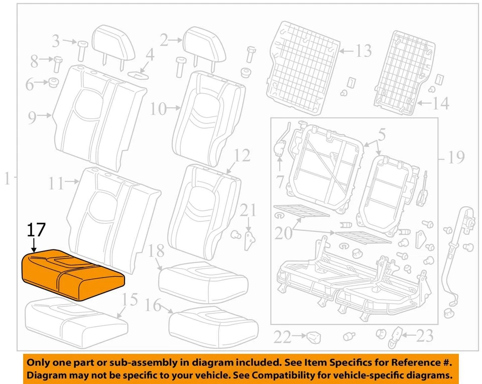 Funda para Chevrolet HHR 2008-2010 ASM R/ASIENTO CUSH *VIC 25873101 - NUEVA OEM Foto 2 de 3