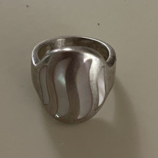 925 SILVER ABALON/Mother of Pearl RING--SIZE 5.5 to 6 5/8" inside 