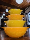 Vintage Pyrex Daisy Sunflower 441 442 443 444 Cinderella Nesting Bowl Set Of 4