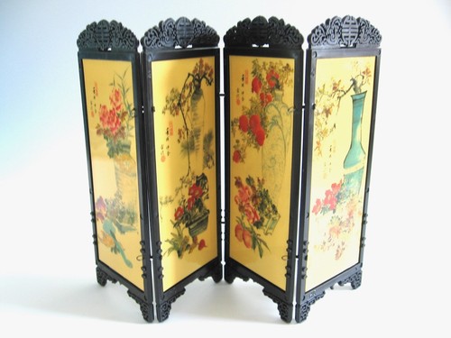 dollhouse doll house miniature VINTAGE ORIENTAL ROOM SCREEN 4 PANELS FOLDING - Picture 2 of 6