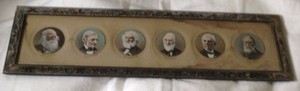 Famous-6-Poets-Halftone-Litho-Old-Frame-Bryant-Emerson-Longfellow-Holmes-Lowell