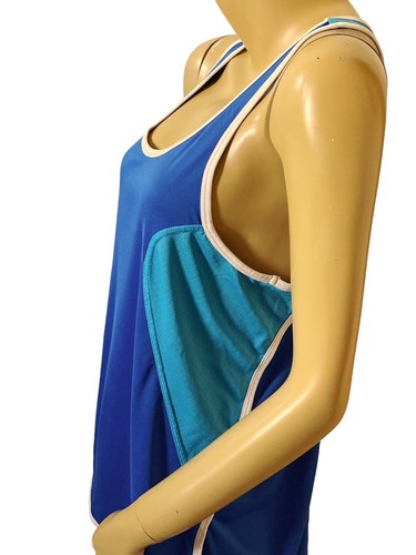 JOCKEY Womens Size Large Sleeveless Blue Colorblock Racerback Gym Tank Top Shirt - Picture 6 of 7