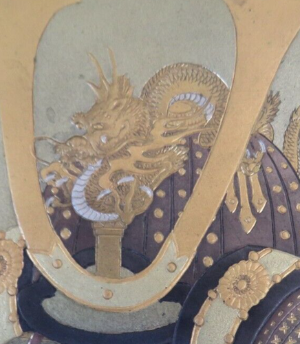 RARE JAPANESE SAMURIA HELMET WITH DARGON SIGNED - Picture 3 of 6