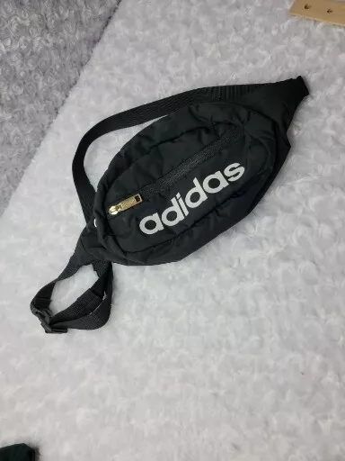 Adidas Originals Black Gold Zip Nylon Core Crossbody Belt Bag