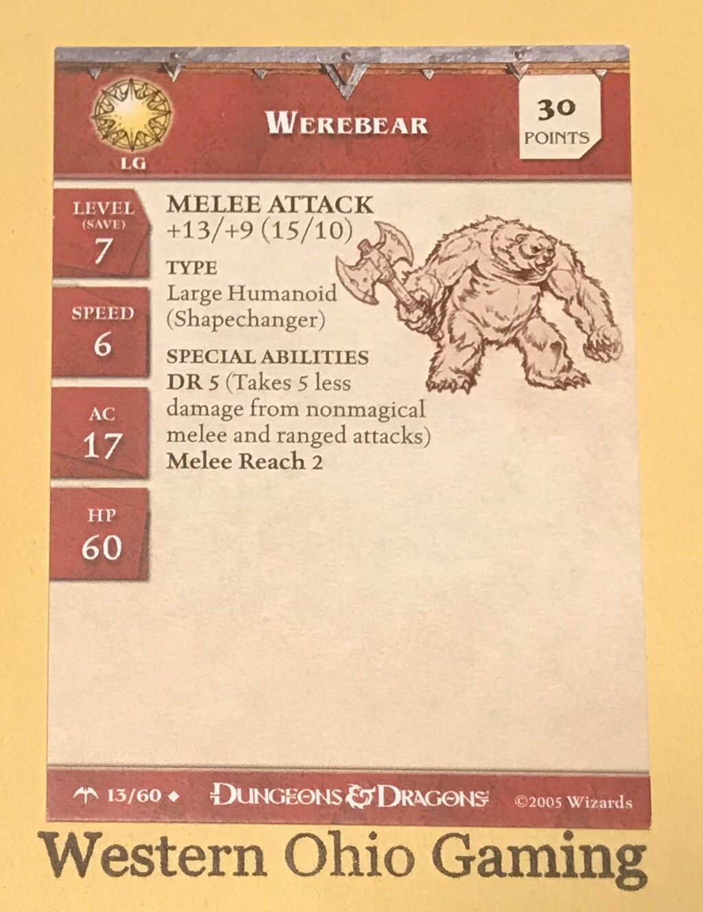 Werebear Stat Block D&D Miniatures Werebear #13 STAT CARD ONLY USED Angelfire | eBay