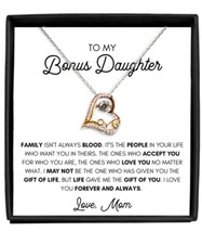 Bonus Daughter Necklace, Sterling Silver Heart Necklace For Women, Step Daughter