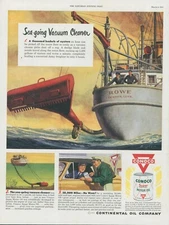 1951 Conoco Motor Oil Oyster Dredge Rowe CT A/S James Bingham Vtg Print Ad SP19