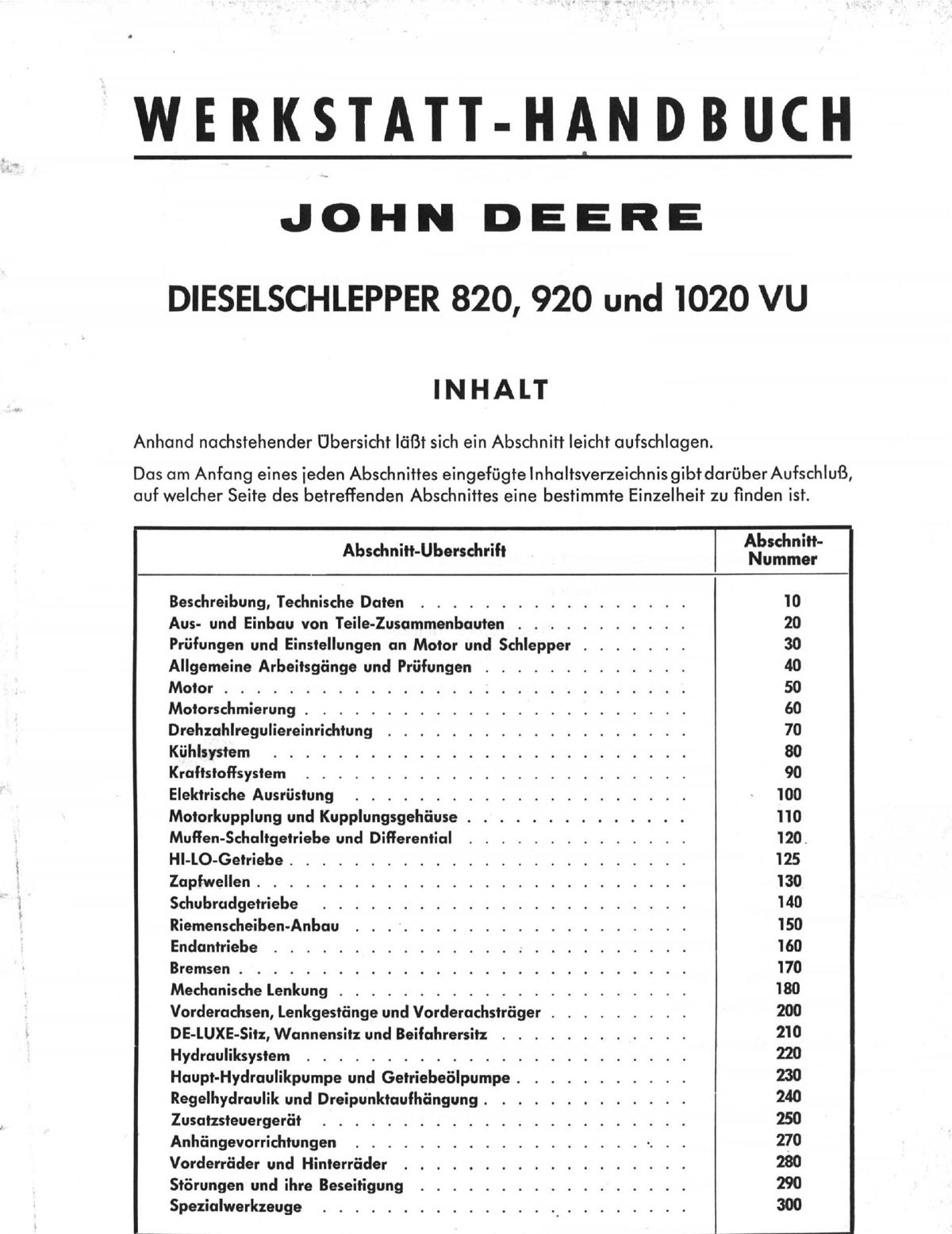 Werkstatthandbuch Für John Deere Traktor 820 920 1020vu Auf Cd Rom 
