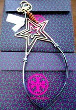 NWT Tory Burch Spinning Star Leather Tassel Key Fob Keychain Bag Charm RARE