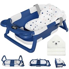 Collapsible Baby Bathtub Thermostat Towel Foldable Portable Tub Travel