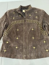 Scully Suede Studded Jacket Size 8 Women's Chocolate Brown Euc