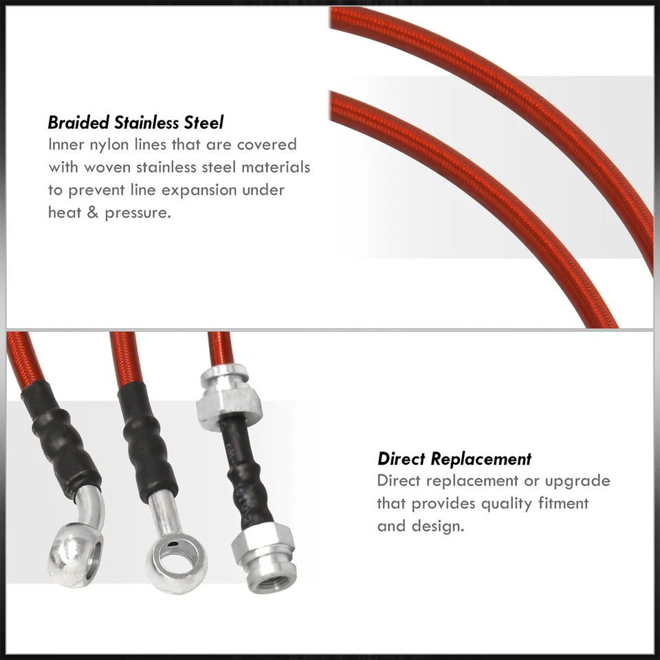 Red 4PC F+R Racing Stainless Steel Brake Line Kit For 1991-1994 Nissan Sentra NX Foto 2 de 4