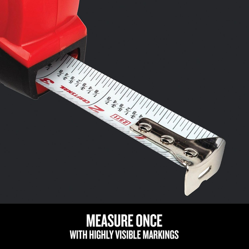 25-Ft Tape Measure with Fraction Markings, Retractable, Self-Locking (CMHT37225) - Picture 4 of 12