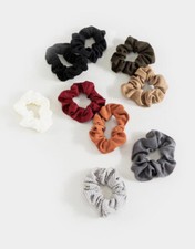 Set Of 9 Solid Hair Scrunchie