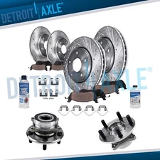 Front & Rear Drilled Rotors Pads Wheel Hub Bearings for 2015-2017 Honda Odyssey