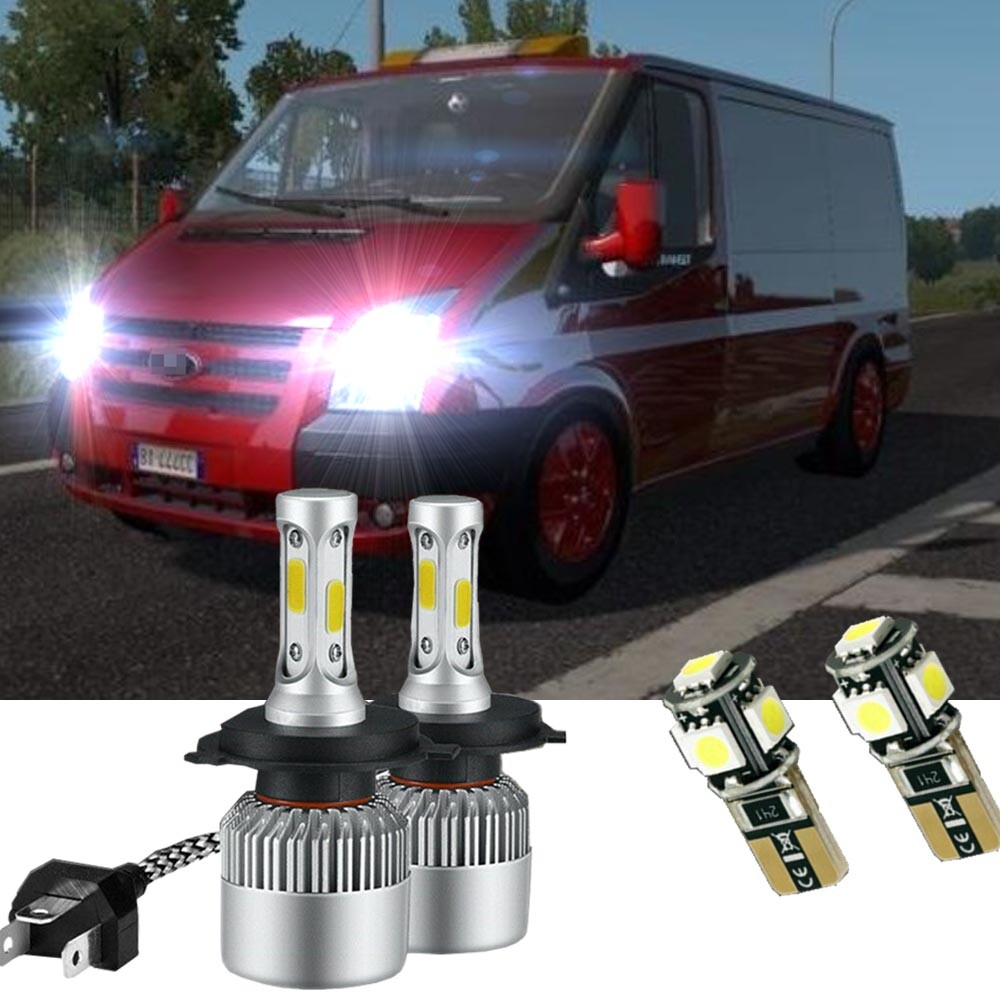 For Ford Transit MK7 4x Super White Xenon LED Main/Dip/Side