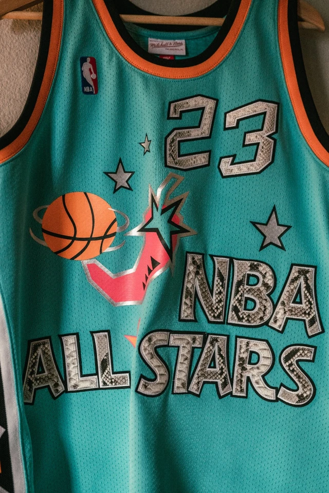 Mitchell & Ness Teal Michael Jordan 1996 NBA All-Star Game Python Jersey - Image 3 of 4