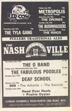 THE ADVERTS - VINTAGE GIG ADVERT - THE NASHVILLE - 7/07/1977 - 999 - THE DRONES