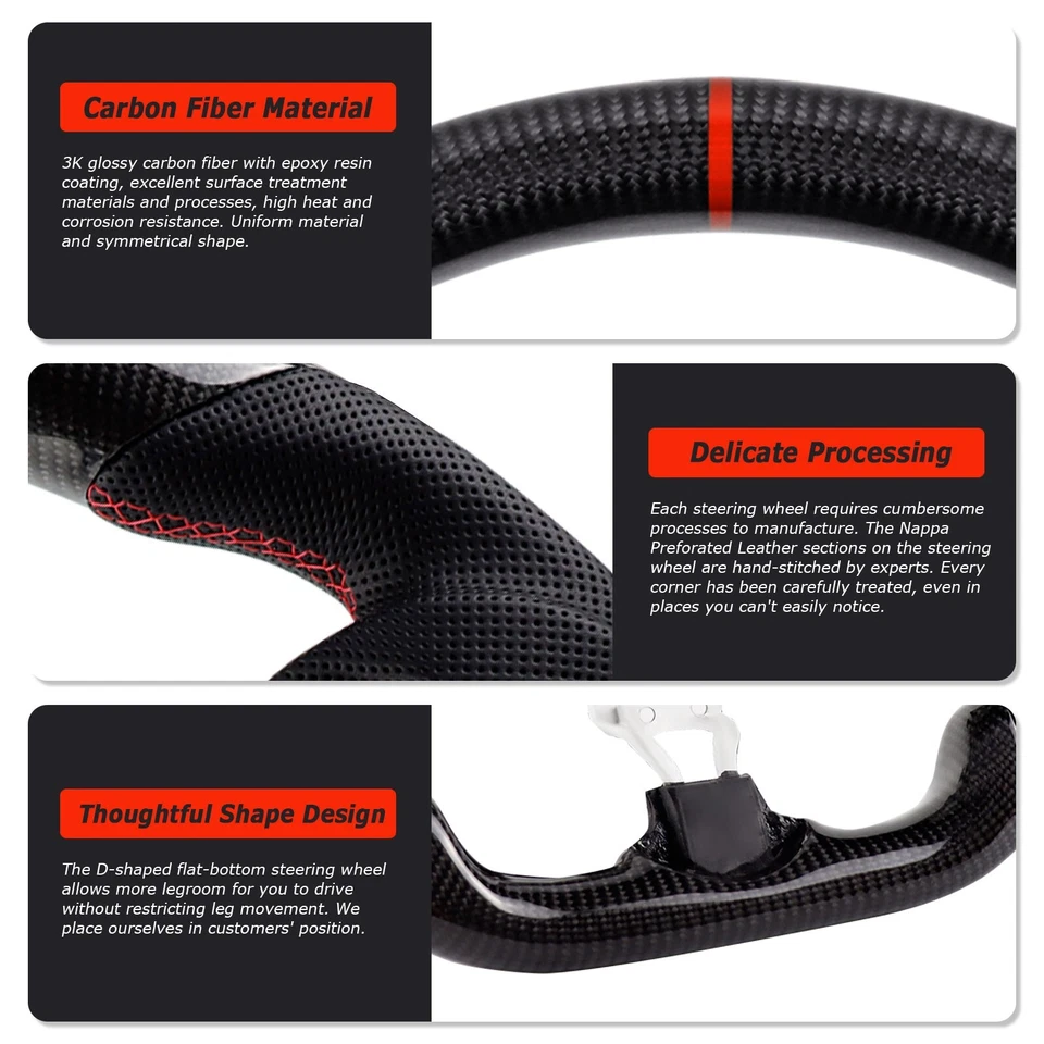 Real Carbon Fiber Steering Wheel For Nissan 370Z Z34 2008-2019 in stock - Image 3 of 4