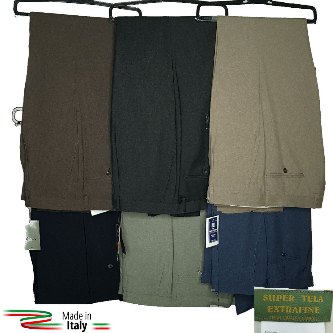 Pantalone Uomo Classico In Fresco Lana Elegante Vita Alta Gamba Larga 46 48 50 5