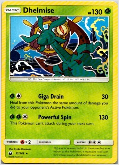 Pokemon Dhelmise 22/168 NM TCG Card Sun & Moon 2018