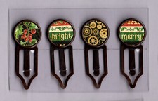 Graphic45 CHRISTMAS TIME 101 Antique Copper 4 Metal Clips HANDMADE