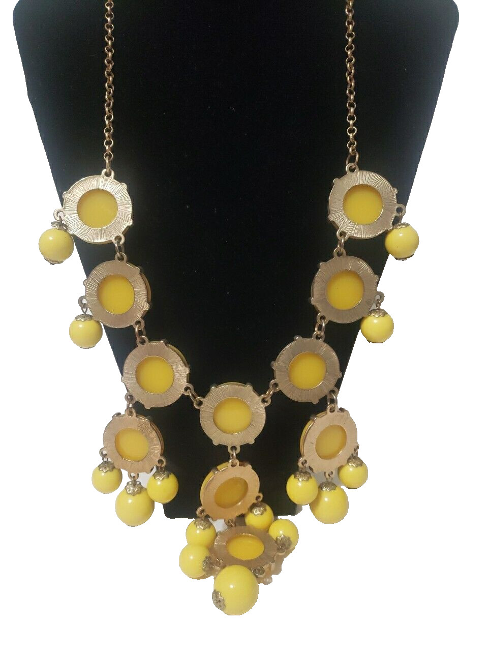 Womens Waterfall Statement Yellow Bubble Bib Neck… - image 4