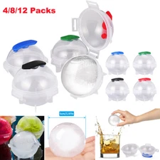 4~12pcs 2" Ice Cube Ball Maker Tray Silicone Sphere Round Mold Whiskey Cocktails
