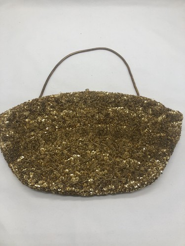 Vintage Richere by Walborg Gold Beaded Sequined Cocktail Evening Bag Hong Kong - Picture 2 of 14