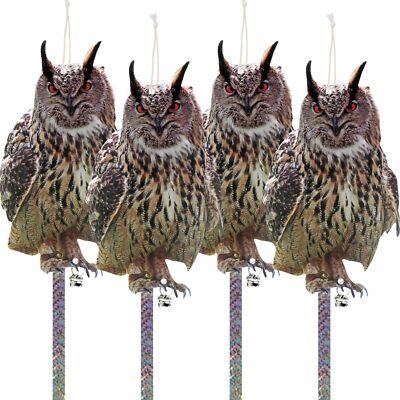 De-Bird Reflective Bird Repellent Scare Owl - Attractive Decoy Will Keep Wood
