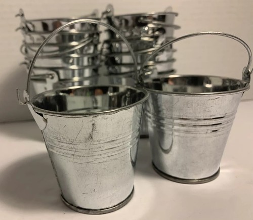 Lot Of 14 Mini Tin Buckets Small Tinplate Pails Metal Basket, Plant, Candy, Etc. - Picture 4 of 10