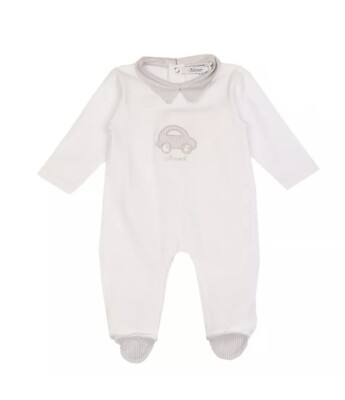 NINNAOH Babygrow Collared With Embroidered Car Details 1M / 56CM Made in Italy 