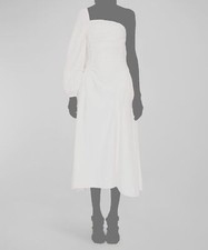 Ulla Johnson Women's White Pintuck One-Shoulder Fiorella Dress Size 00