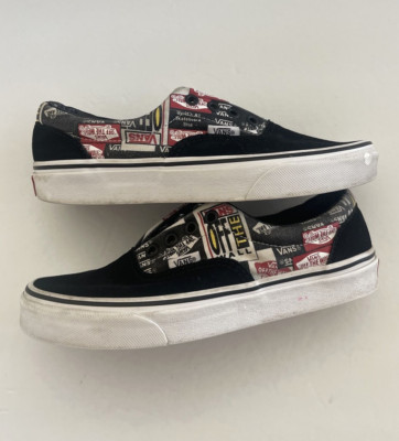 Vans Era Suede Skateboard Shoes Black with all over logo size M 5 /W 6.5
