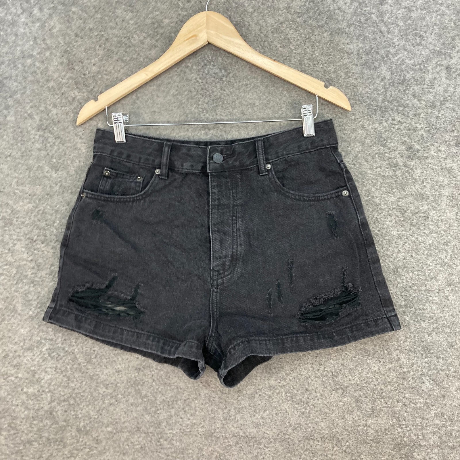 Glassons Shorts Womens 12 Black Denim Cotton Distress… Gem