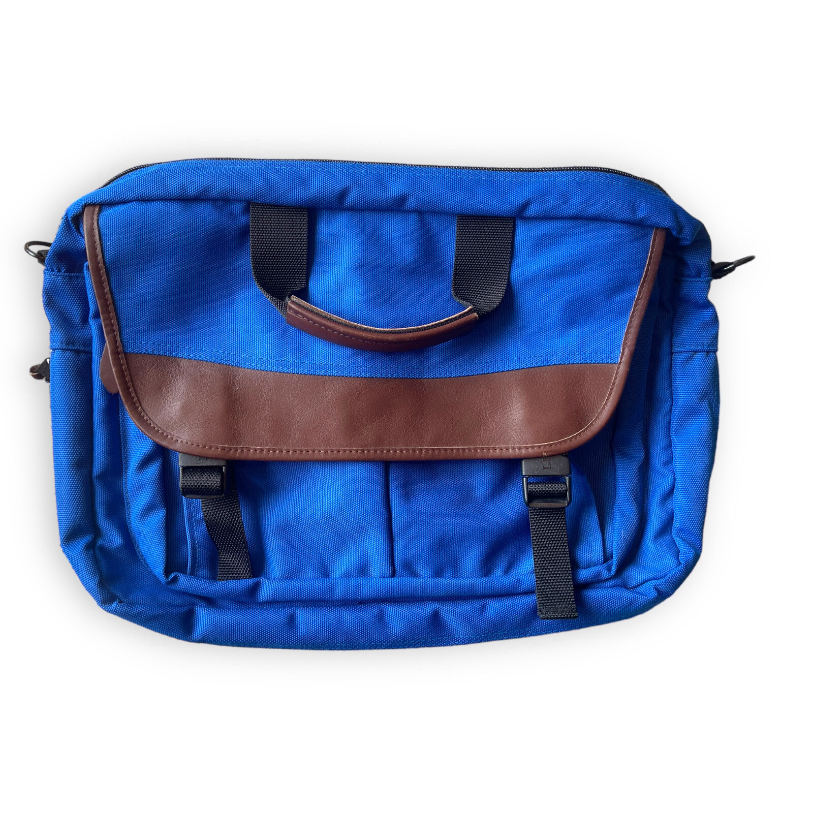 LL BEAN Canvas Leather Large Laptop Men’s Messenger Bag Vintage Blue