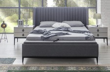 Graues Schlafzimmer Bett + 2x Nachttisch Konsolen Nachttische Betten 3tlg. Neu