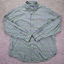 Polo Ralph Lauren Shirt Mens XL Blue Green Plaid Long Sleeve Pony Button Down