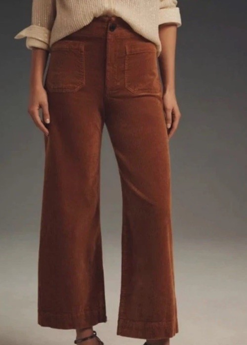 NWT Anthropologie Maeve Colette Cropped Wide-Leg Corduroy Pants