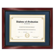 8.5x11 Diploma Frame with Navy Over Gold Mat or Display 11x14 Certificate Wit...