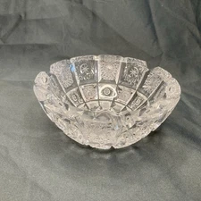 Vintage Crystal Glass Cigar Cigarette Ashtray 5” Starburst Pattern, 1.5 Lb