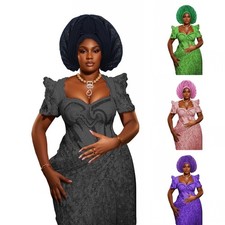 New Nigeria Wedding Party Headwear Rhinestone Fan Shaped Head Wrap Gele Auto Cap