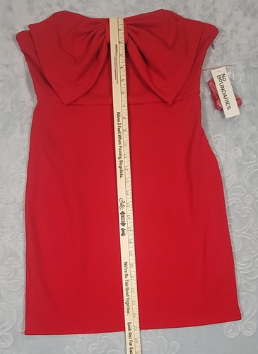 No Boundaries Womens Bow Dress Minidress Strapless Bright Red Size M (8-10) - Picture 6 of 9