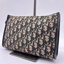 Dior Trotter Pattern Clutch Bag Navy Authentic Pouch