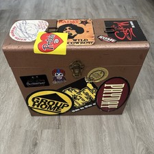 Vintage Metal Tin Vinyl Record Case Holder Storage Box Rare Hip Hop Rap Stickers