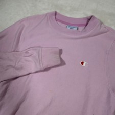 Champion Reverse Weave Pink Crewneck Sweatshirt Small Logo Embroidered